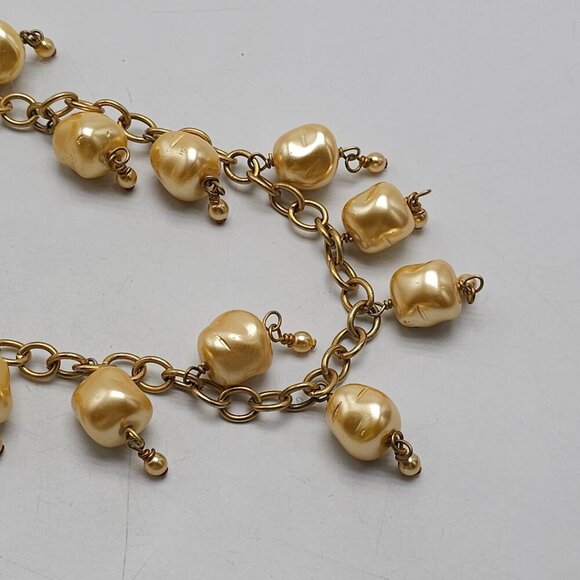 Dominique Cohen Gold-Tone Necklace With Dangling Pearl-Like Beads - Picture 4 of 6